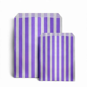 PURPLE Candy Stripe Flat Handle SOS Bags  Birthday Party Paper Gift Bag 