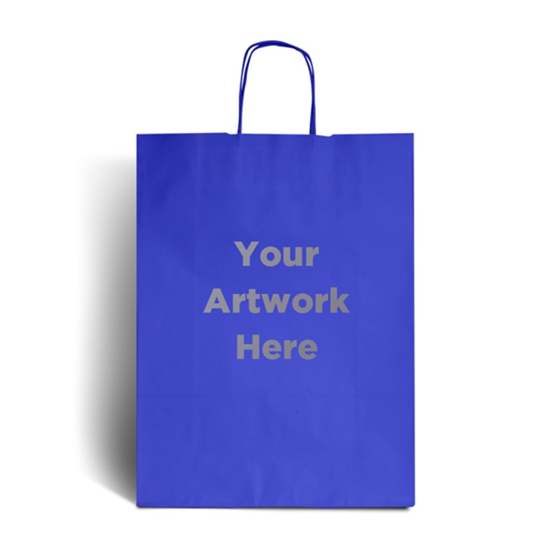 Ocean Blue Branded Paper Bags with Twisted Handles